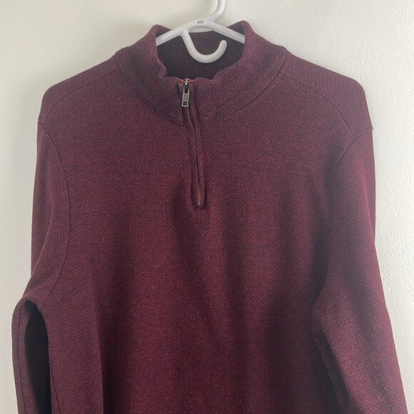 Robert Graham Burgundy Cotton 1/4”-Zip Pullover - Picture 3 of 10
